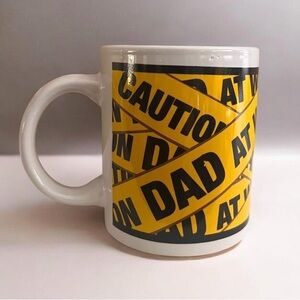Novelty Caution Tape 'Dad At Work' Yellow Ceramic Mug